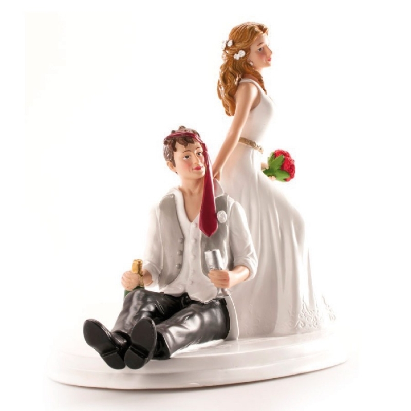 Décoration originale pour gâteau de mariage du marié ivre