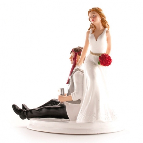 Décoration originale pour gâteau de mariage du marié ivre