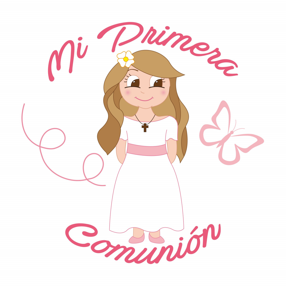 Autocollants blancs communion fille