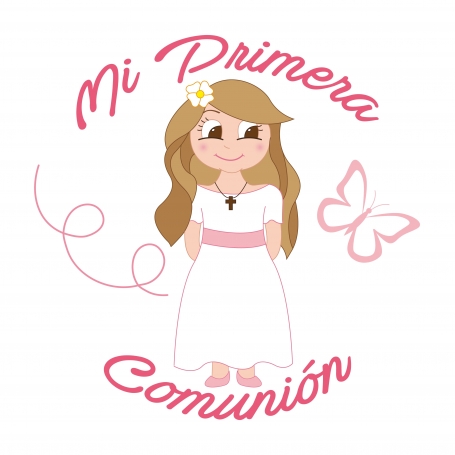 Autocollants blancs communion fille