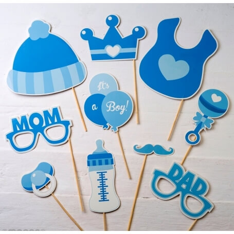 Postiches Pour Enfants En Bleu, 10 Pièces