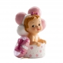 Figure de Bébé dans une Boîte avec Un Nœud Souvenir de Baptême pour Fille