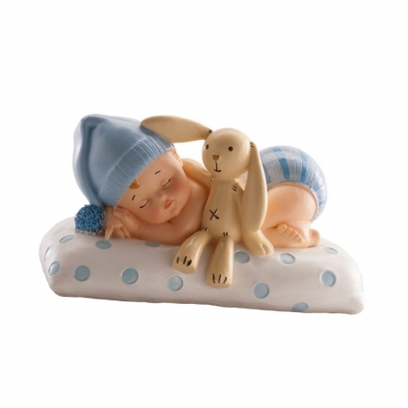 Figurine de baptême bébé avec peluche