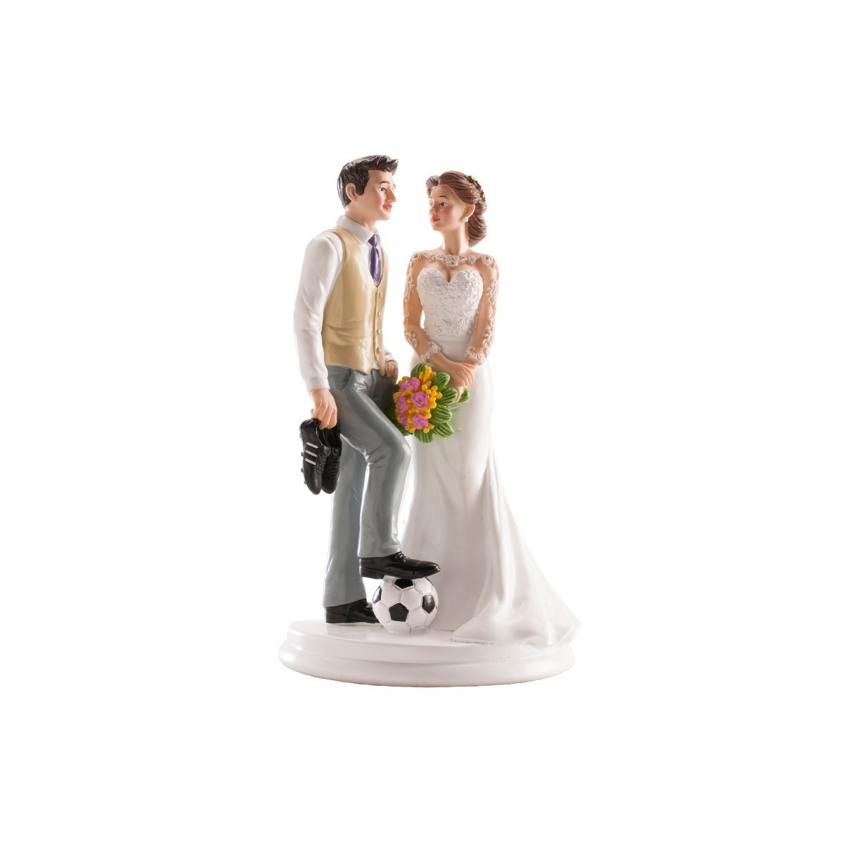 Figurine couple de mariés football pour gâteau de mariage original