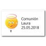 Couture de sac personnalisée avec autocollant de communion dans une boîte en carton