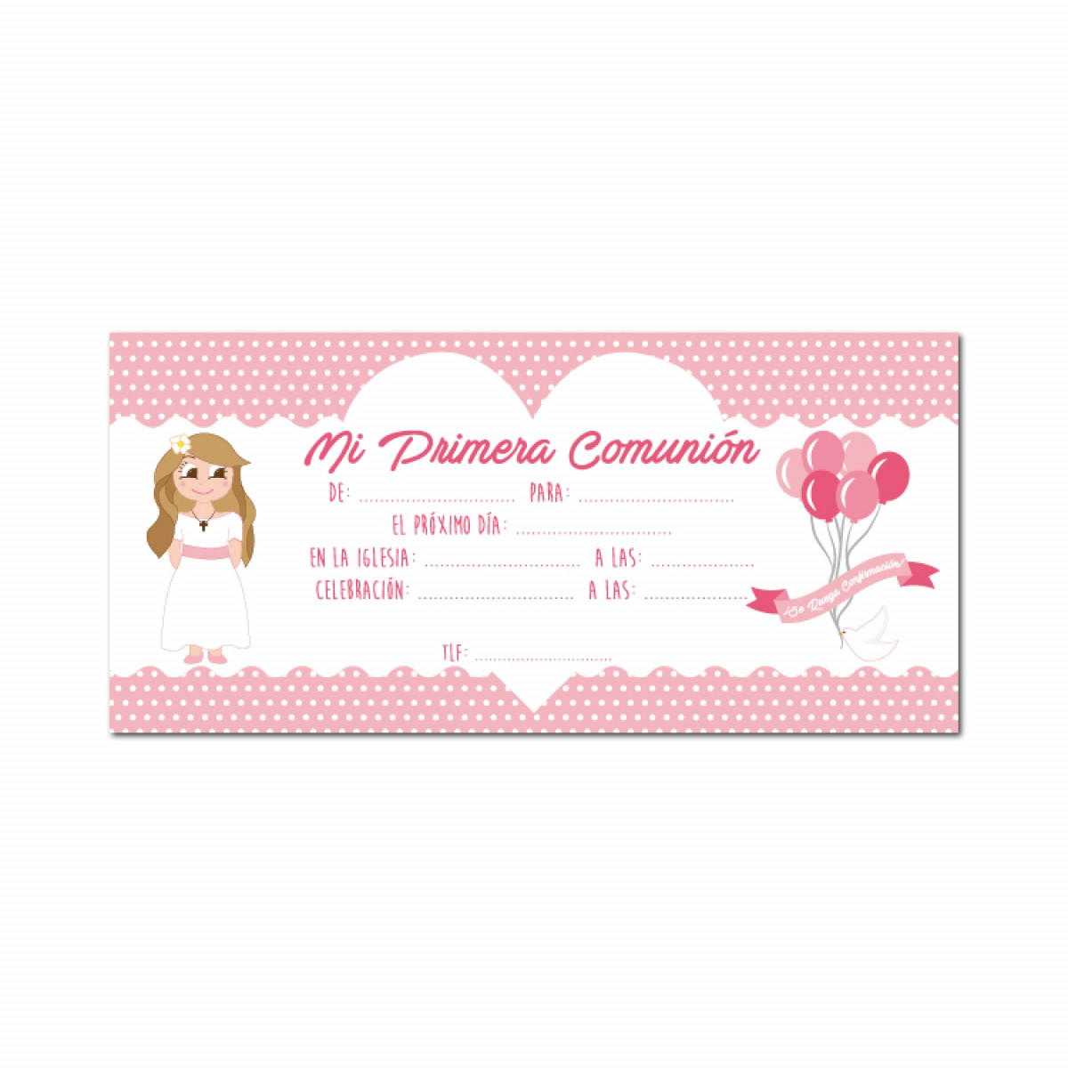 Invitation pour première communion fille