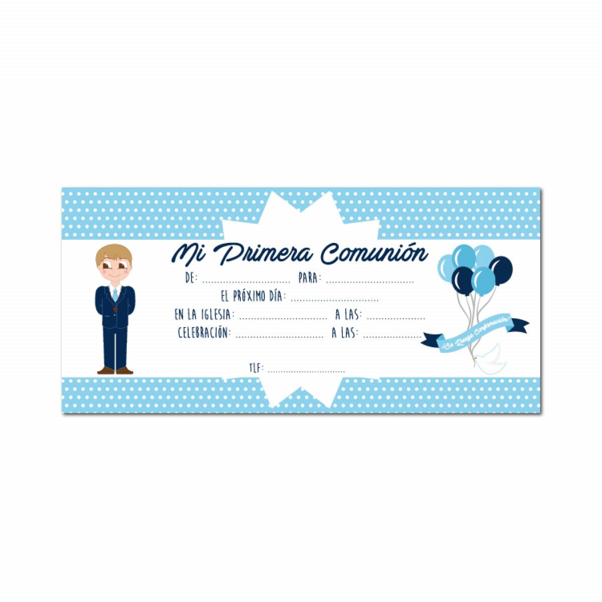 Invitation pour la première communion d'un garçon