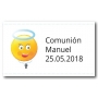 Peladillas dans une boîte en acétate personnalisée pour la date et le nom de la communion