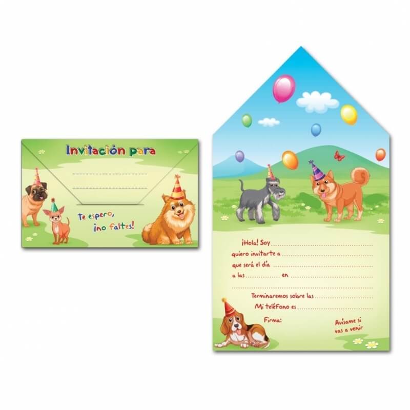 Pack de 8 invitations sur les chiens