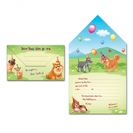 Pack de 8 invitations sur les chiens